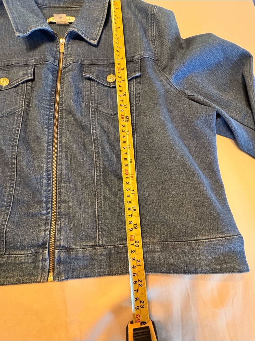 Ladies XL Classic Blue Denim Zip-Up Jean Jacket - Picture 9 of 12